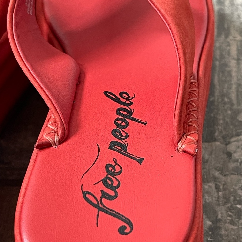 Red Platform Suede Flip Flop Sandals - Women's - Picture 9 of 11